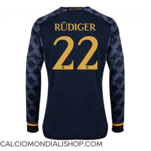 Maglie da calcio Real Madrid Antonio Rudiger #22 Seconda Maglia 2023-24 Manica Lunga